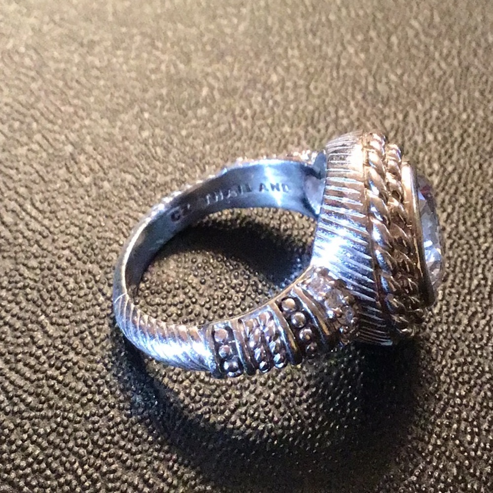 JUDITH RIPKA LARGE ROUND BEZEL & PRONG SET DIAMONIQUE RING - Picture 6 of 9